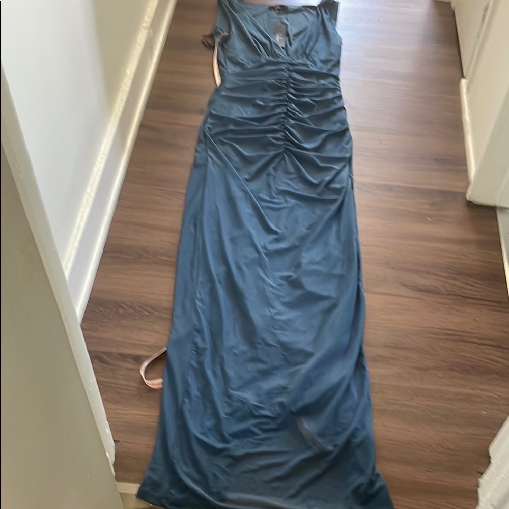 Lulus Aveline Jersey Ruched Maxi Dress Women Sizee L NWT